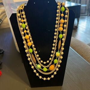 Five strand necklace.11” long! Mixed pearls & wood beads!